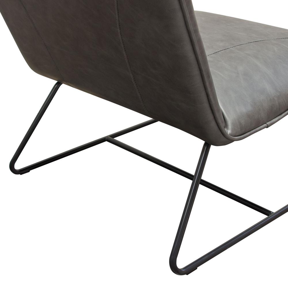 Jordan Armless Accent Chair in Grey Leatherette with Black Metal Base. Picture 24