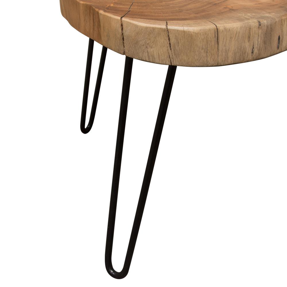 Joss Natural Acacia One of a Kind Live Edge Rectangle Cocktail Table w/ Black Hairpin Legs. Picture 16