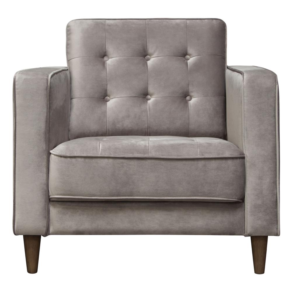 Juniper Tufted Chair in Champagne Grey Velvet. Picture 1