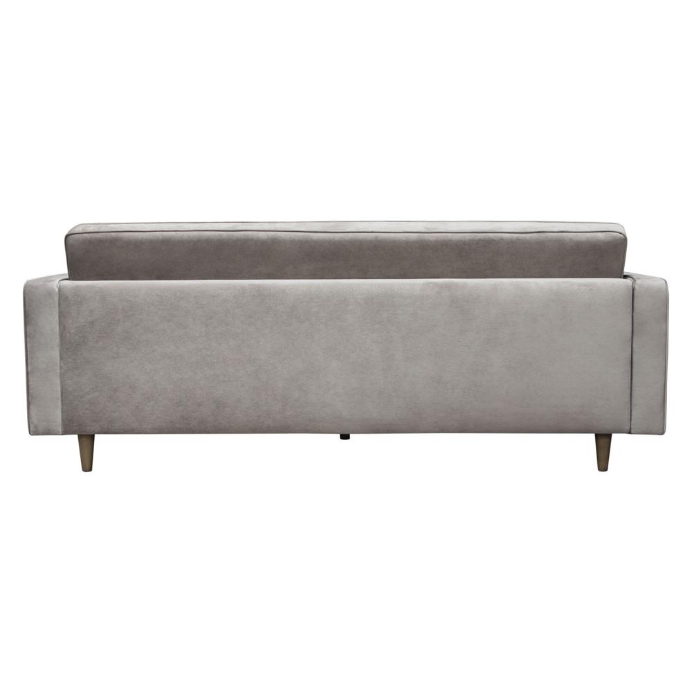 Juniper Tufted Sofa in Champagne Grey Velvet with (2) Bolster Pillows. Picture 15