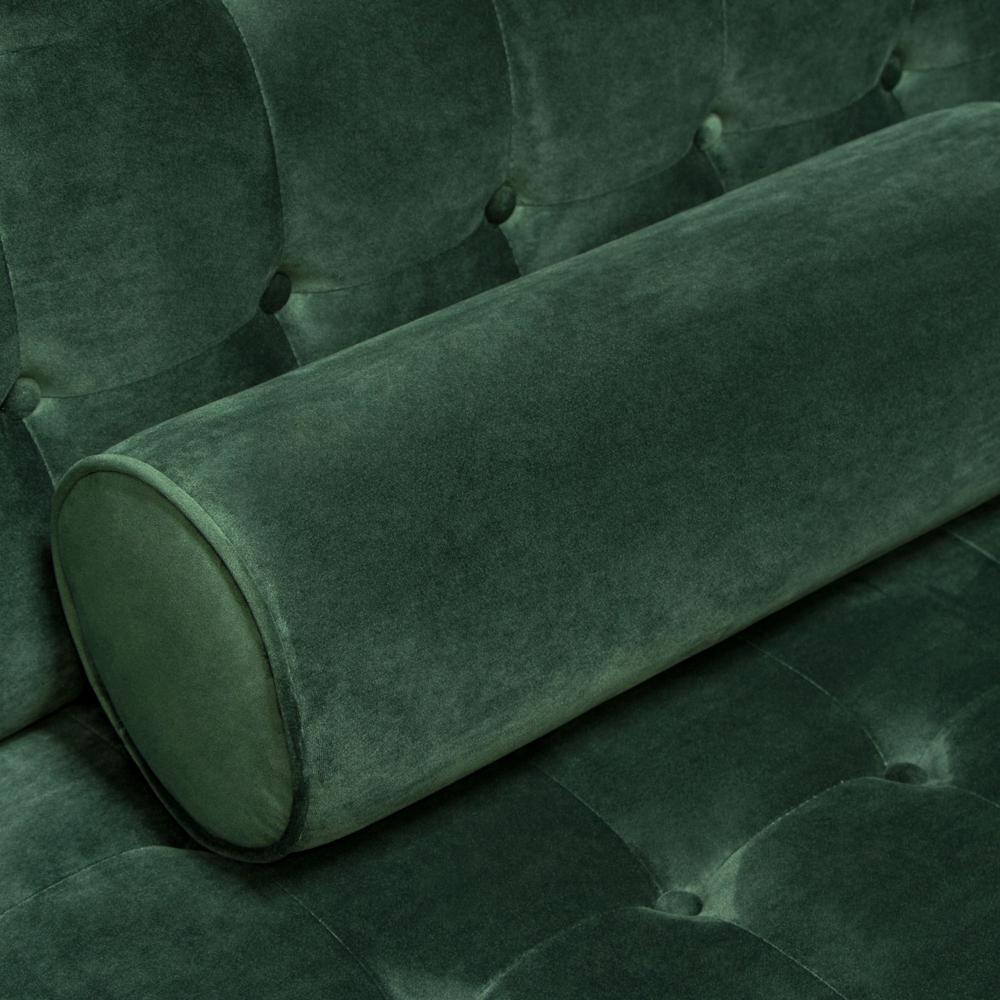 Juniper Tufted Sofa in Hunter Green Velvet with (2) Bolster Pillows. Picture 23