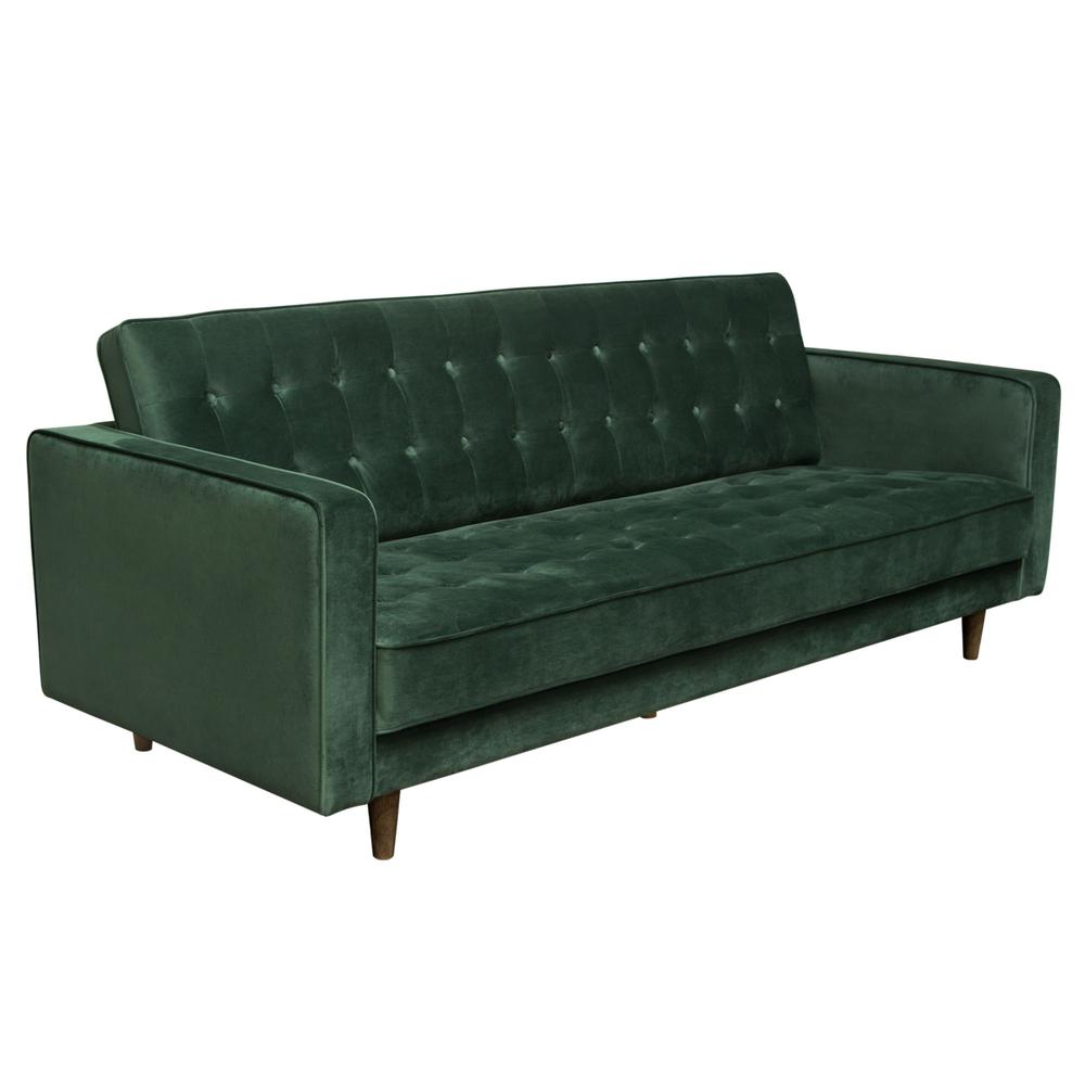 Juniper Tufted Sofa in Hunter Green Velvet with (2) Bolster Pillows. Picture 21