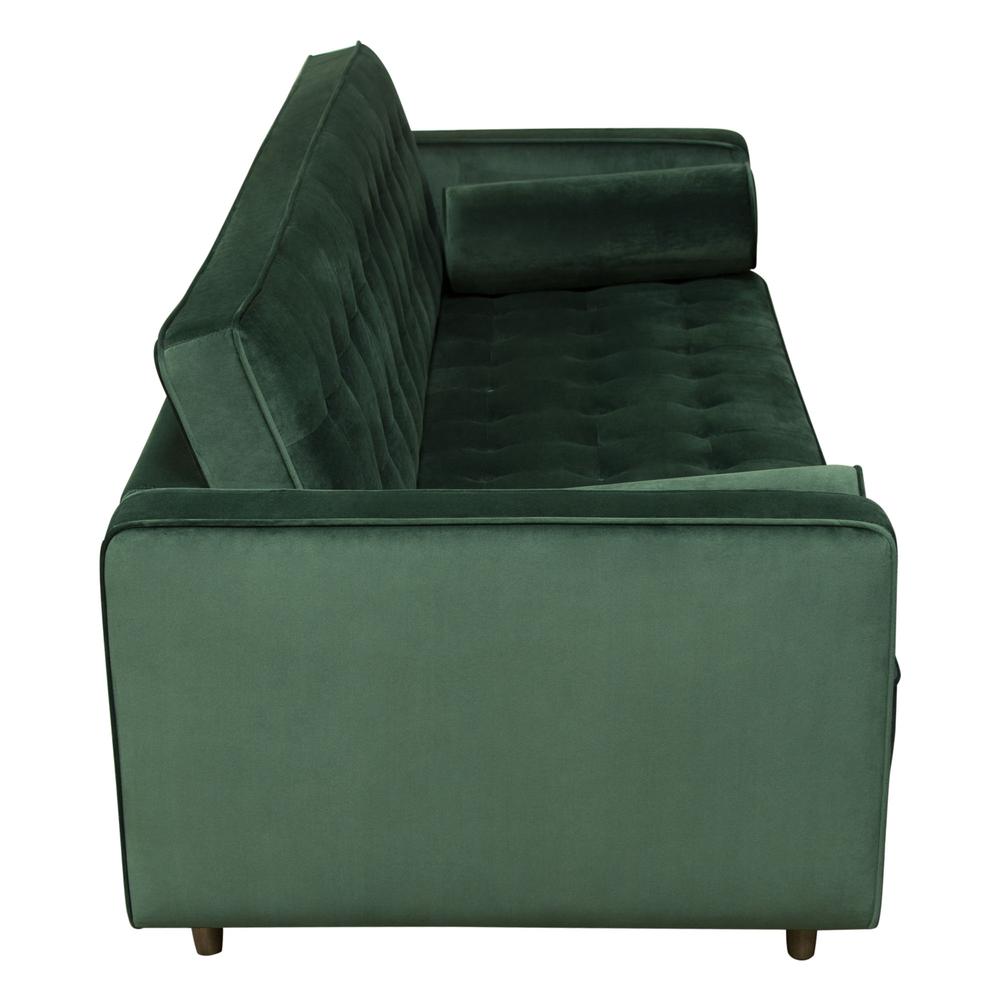 Juniper Tufted Sofa in Hunter Green Velvet with (2) Bolster Pillows. Picture 19