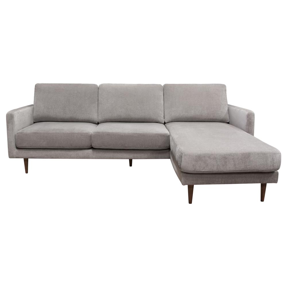 Kelsey Reversible Chaise Sectional in Grey Fabric. Picture 1