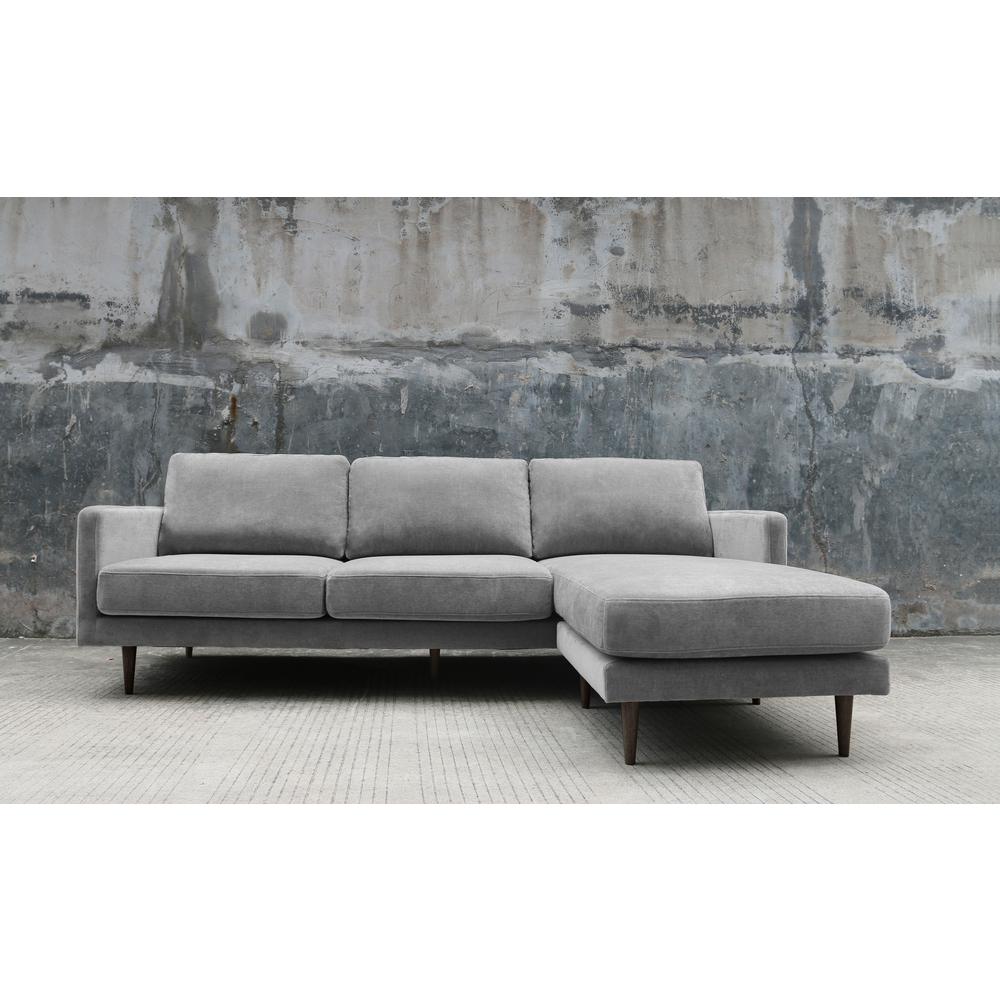 Kelsey Reversible Chaise Sectional in Grey Fabric. Picture 22