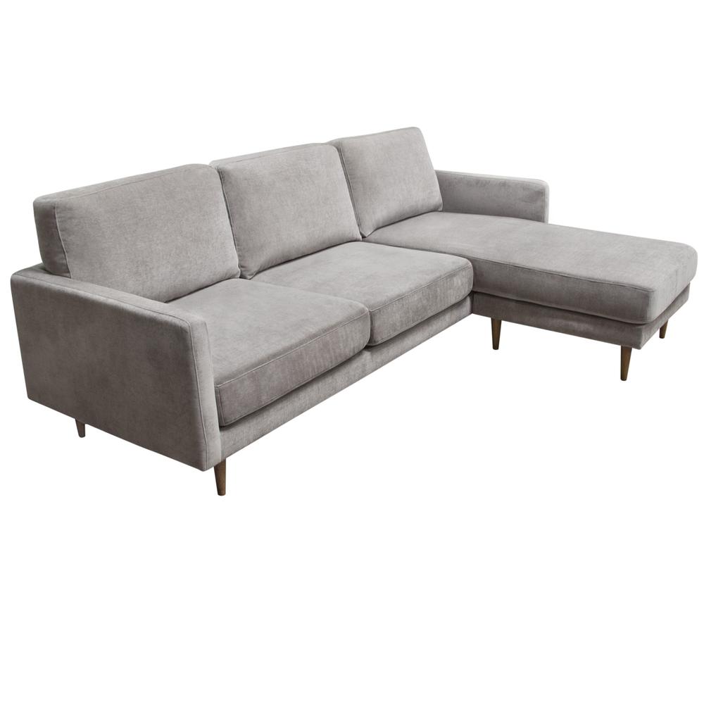 Kelsey Reversible Chaise Sectional in Grey Fabric. Picture 28