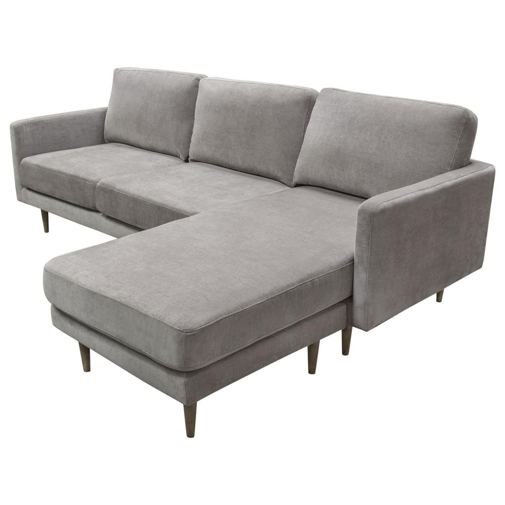 Kelsey Reversible Chaise Sectional in Grey Fabric. Picture 36