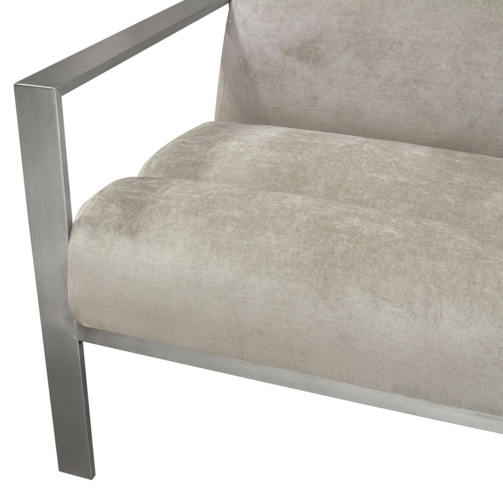 La Brea Accent Chair in Champagne Fabric with Brushed Stainless Steel Frame. Picture 27
