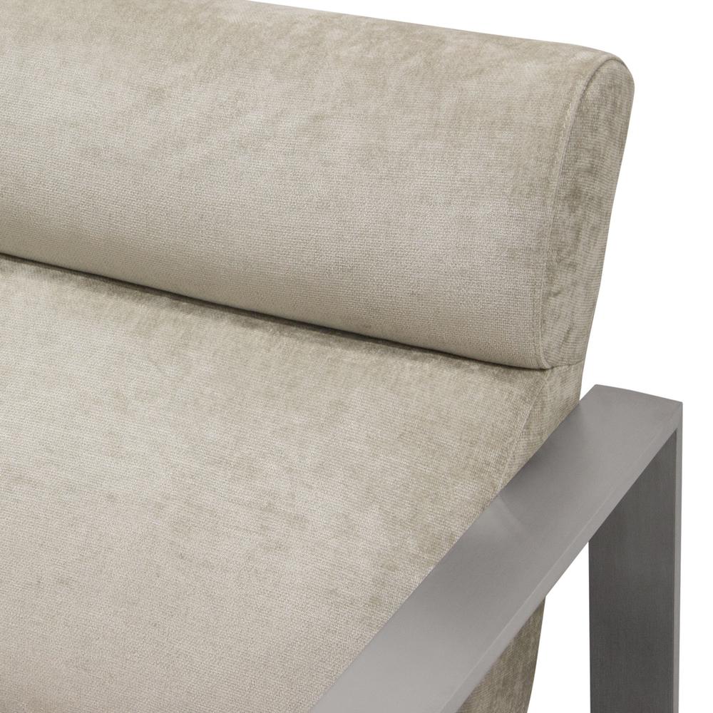 La Brea Accent Chair in Champagne Fabric with Brushed Stainless Steel Frame. Picture 23