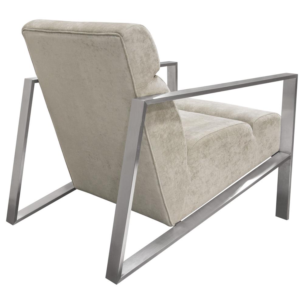 La Brea Accent Chair in Champagne Fabric with Brushed Stainless Steel Frame. Picture 22