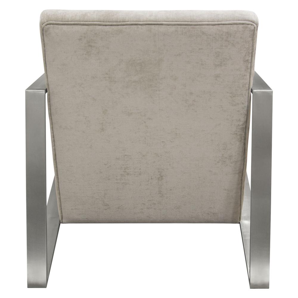 La Brea Accent Chair in Champagne Fabric with Brushed Stainless Steel Frame. Picture 17