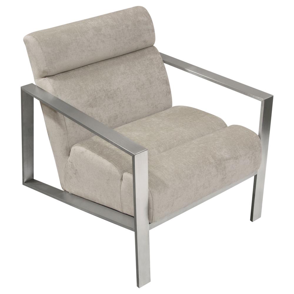 La Brea Accent Chair in Champagne Fabric with Brushed Stainless Steel Frame. Picture 19