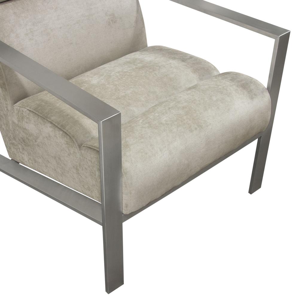 La Brea Accent Chair in Champagne Fabric with Brushed Stainless Steel Frame. Picture 29