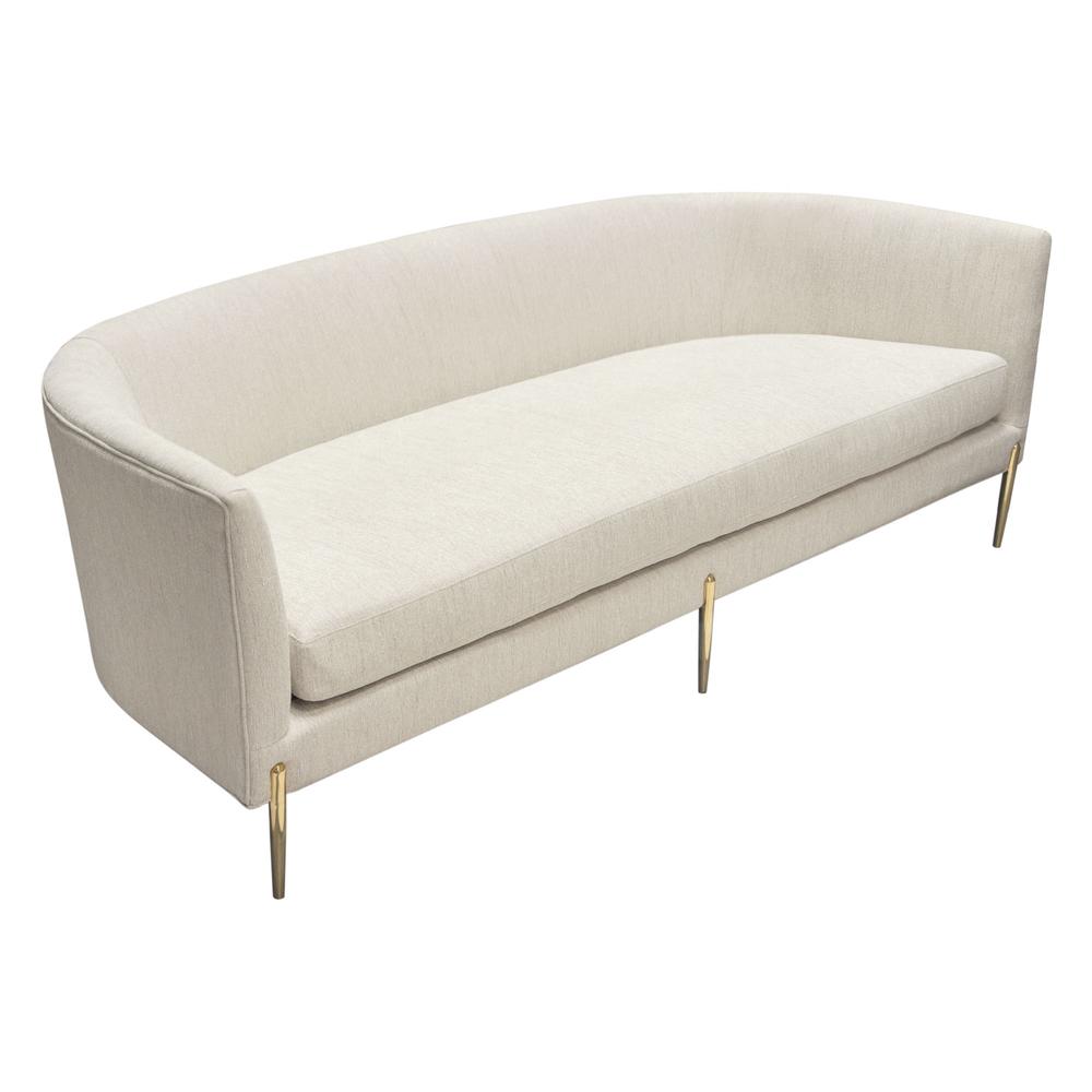 Lane Sofa in Light Cream Fabric with Gold Metal Legs. Picture 44