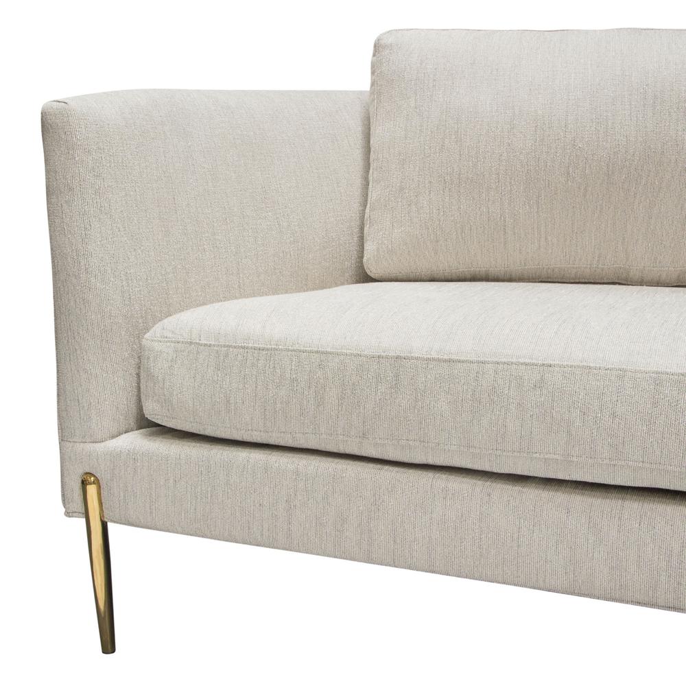 Lane Sofa in Light Cream Fabric with Gold Metal Legs. Picture 45