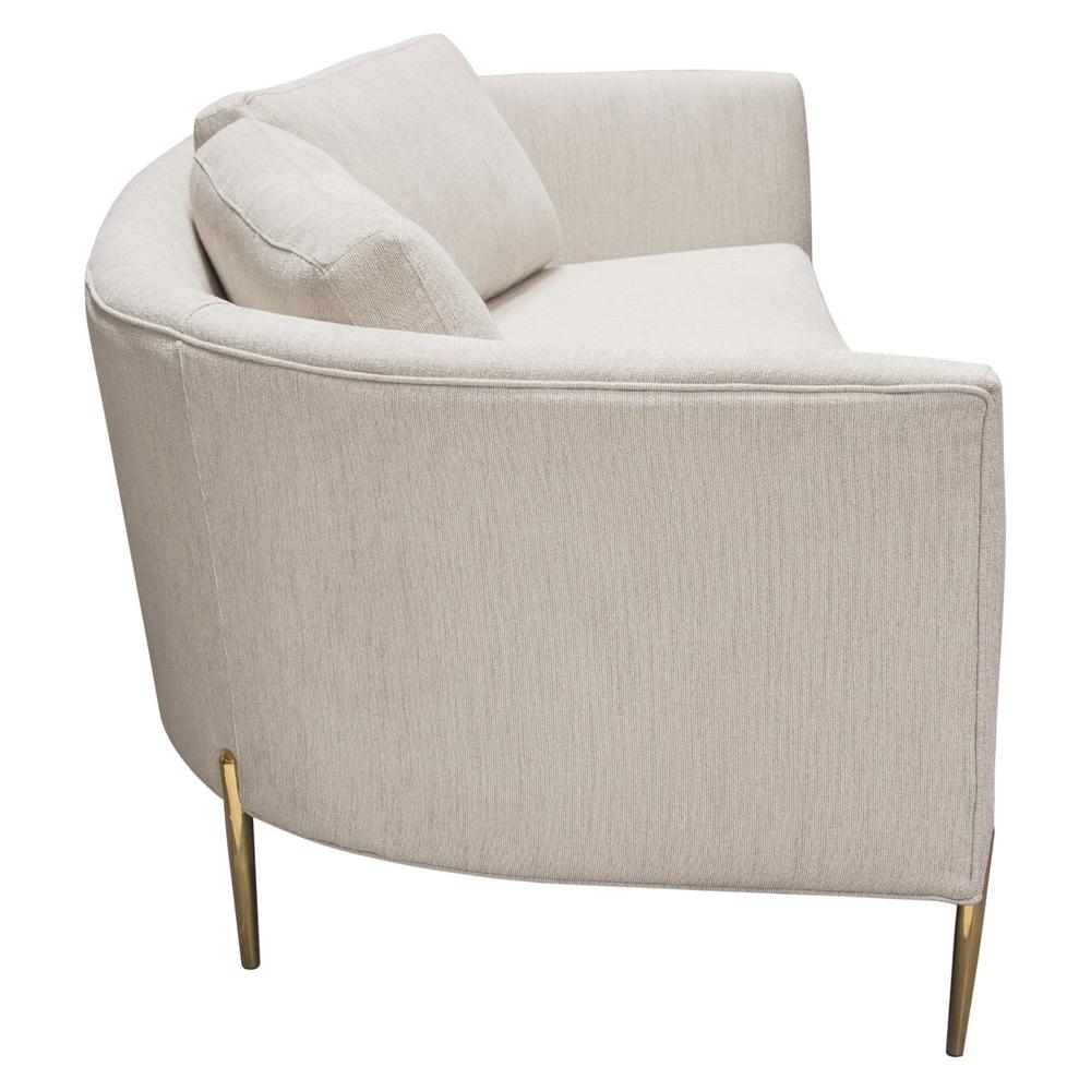 Lane Sofa in Light Cream Fabric with Gold Metal Legs. Picture 32