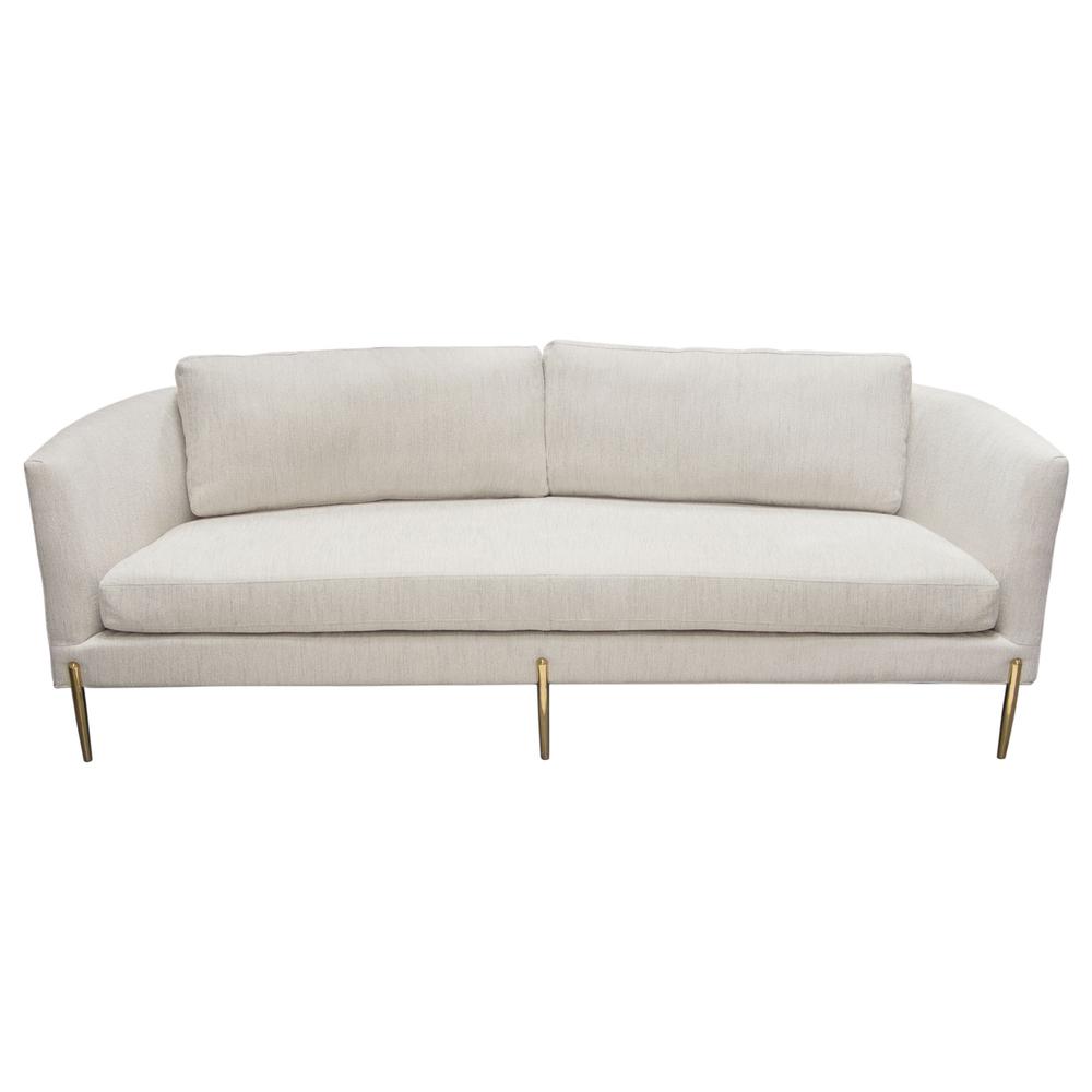 Lane Sofa in Light Cream Fabric with Gold Metal Legs. Picture 31