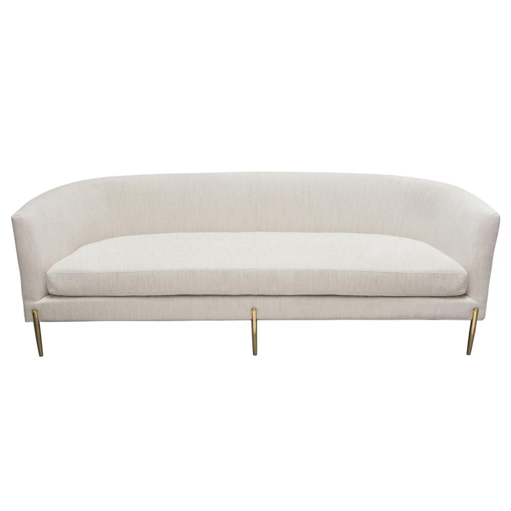 Lane Sofa in Light Cream Fabric with Gold Metal Legs. Picture 40