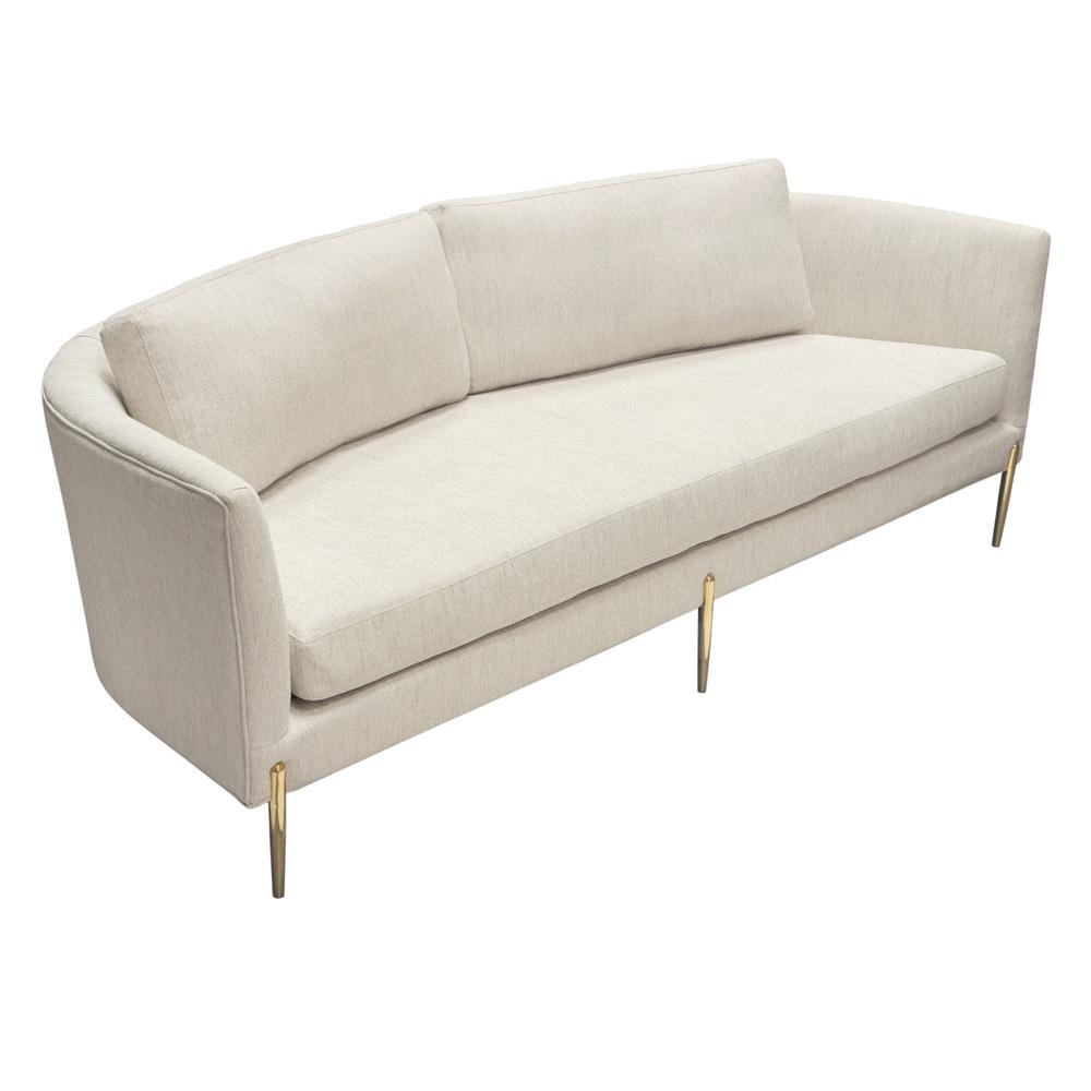 Lane Sofa in Light Cream Fabric with Gold Metal Legs. Picture 39