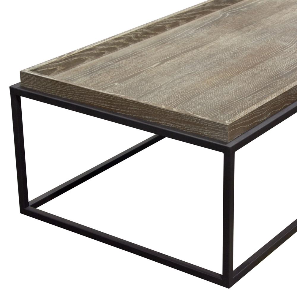 Lex Rectangle Cocktail Table in Rustic Oak Veneer Finish Top w/ Black Powder Coated Metal Base. Picture 29