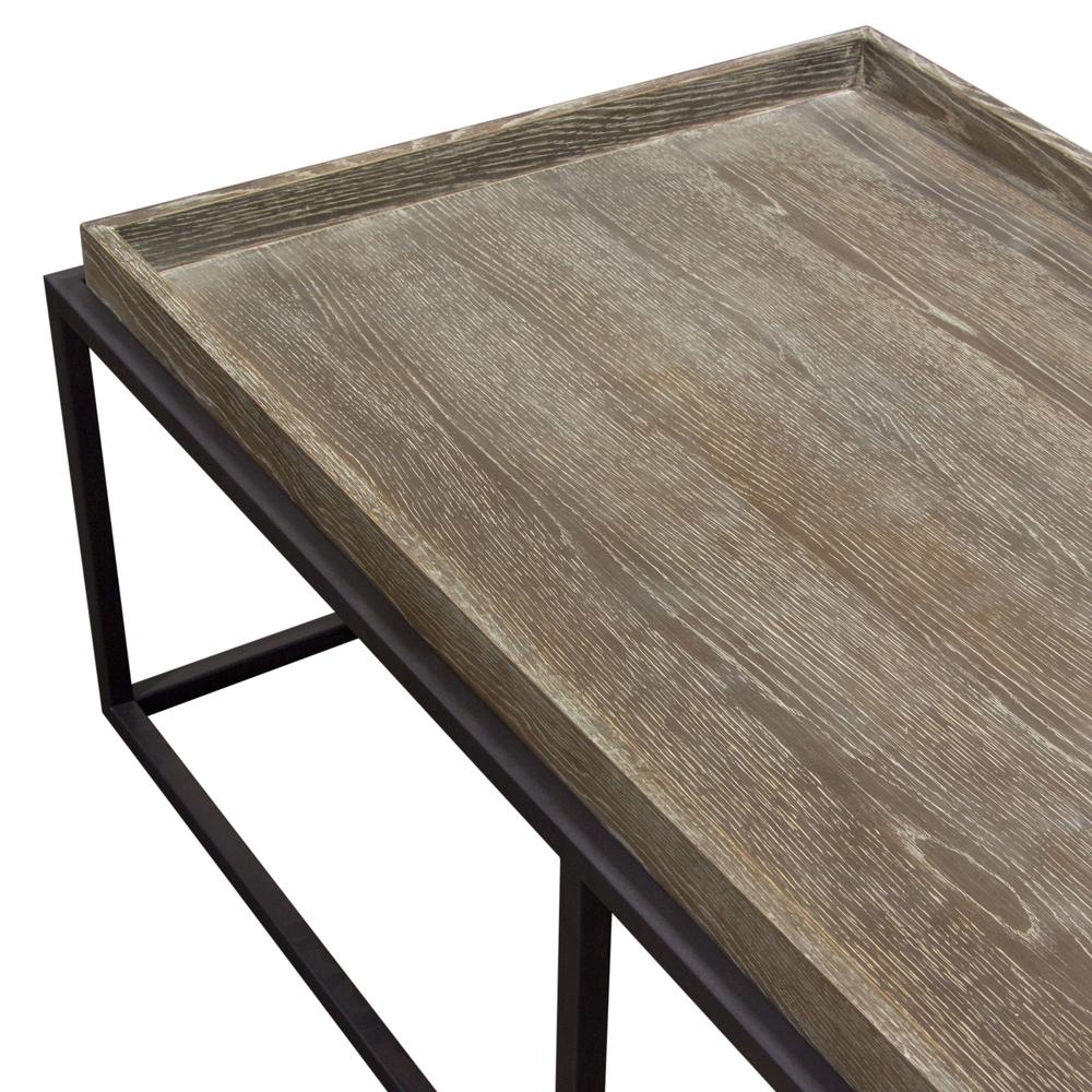 Lex Rectangle Cocktail Table in Rustic Oak Veneer Finish Top w/ Black Powder Coated Metal Base. Picture 26