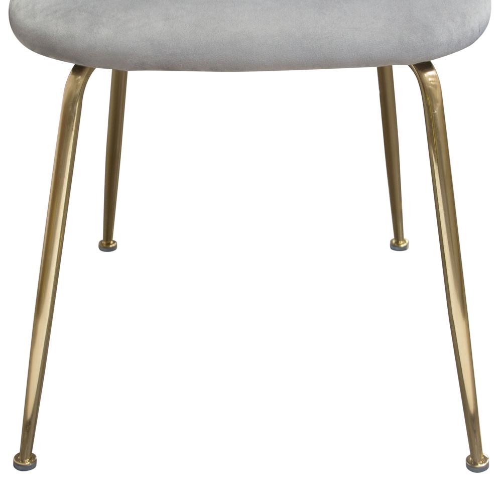 Lilly Set of (2) Dining Chairs in Grey Velvet w/ Brushed Gold Metal Legs. Picture 18