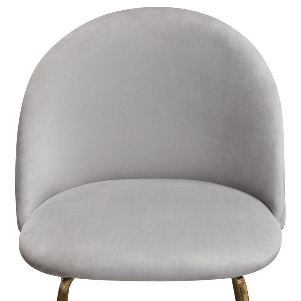 Lilly Set of 2 Counter Height Chairs in Grey Velvet w/ Brushed Gold Metal Legs. Picture 22