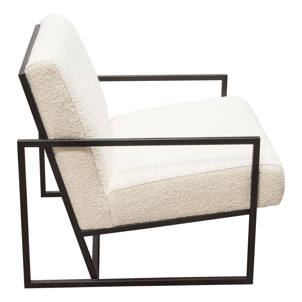 Luxe Accent Chair in Bone Boucle Textured Fabric with Black Powder Coat Frame by Diamond Sofa. Picture 18