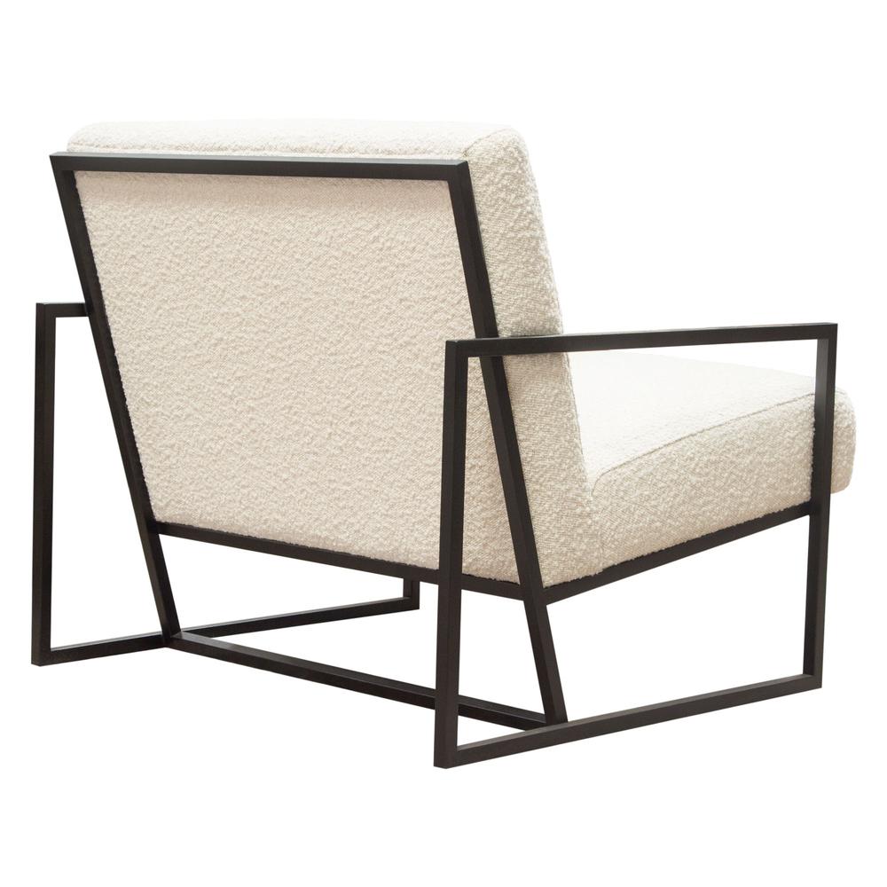 Luxe Accent Chair in Bone Boucle Textured Fabric with Black Powder Coat Frame by Diamond Sofa. Picture 25