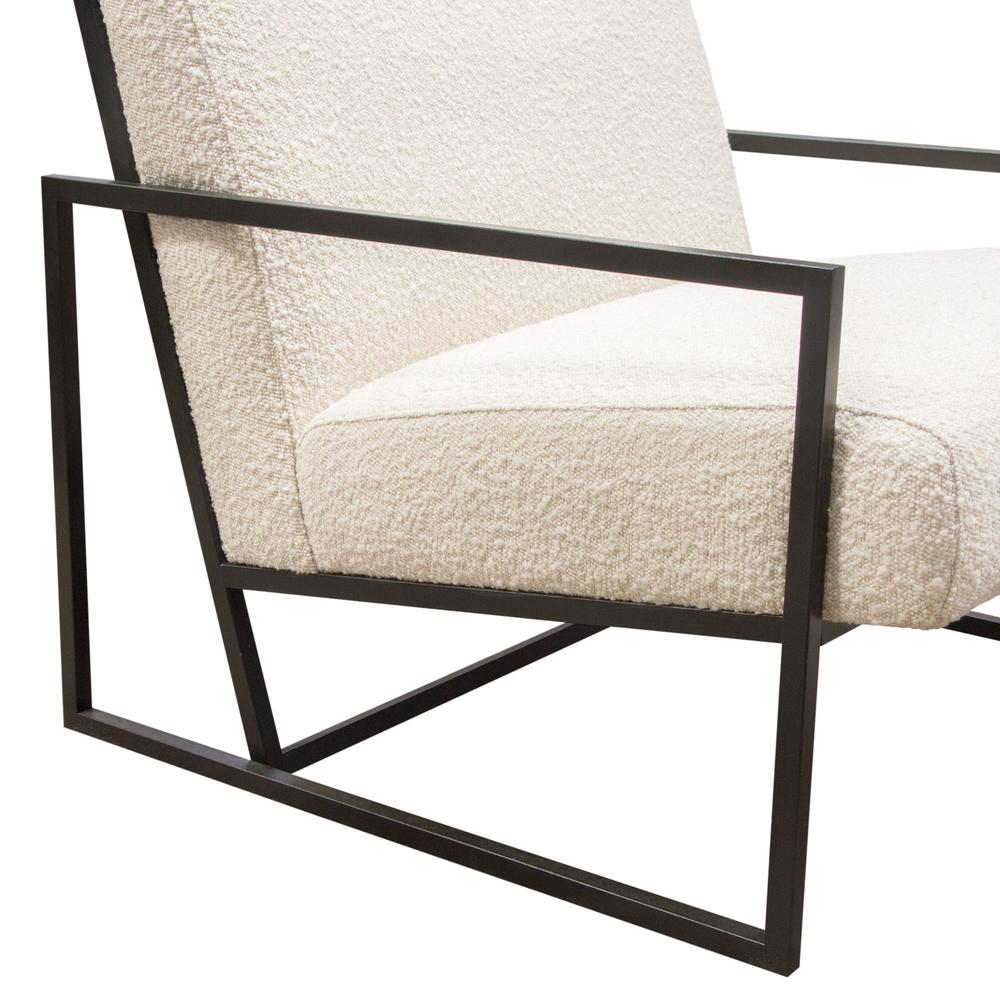 Luxe Accent Chair in Bone Boucle Textured Fabric with Black Powder Coat Frame by Diamond Sofa. Picture 22