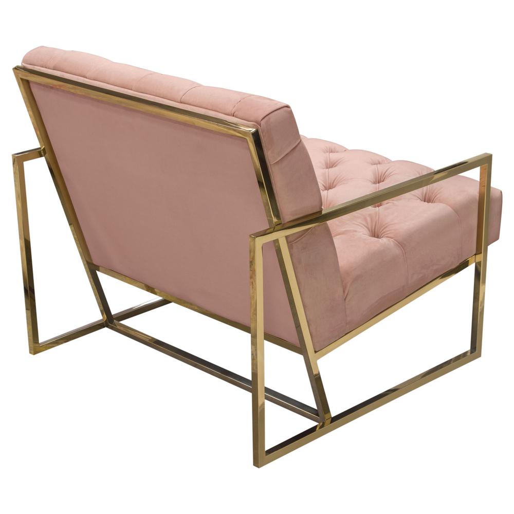 Chair in Blush Pink Tufted Velvet Fabric, Polished Gold Stainless Steel Frame. Picture 20