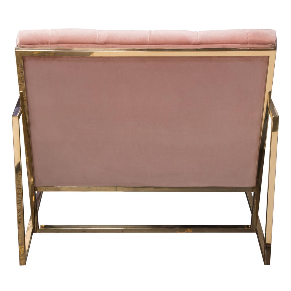 Chair in Blush Pink Tufted Velvet Fabric, Polished Gold Stainless Steel Frame. Picture 18
