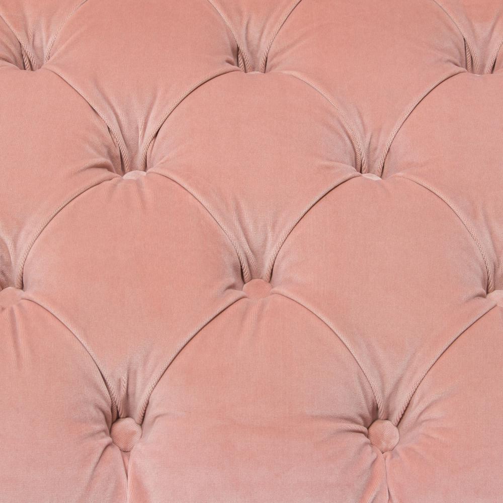 Chair in Blush Pink Tufted Velvet Fabric, Polished Gold Stainless Steel Frame. Picture 12