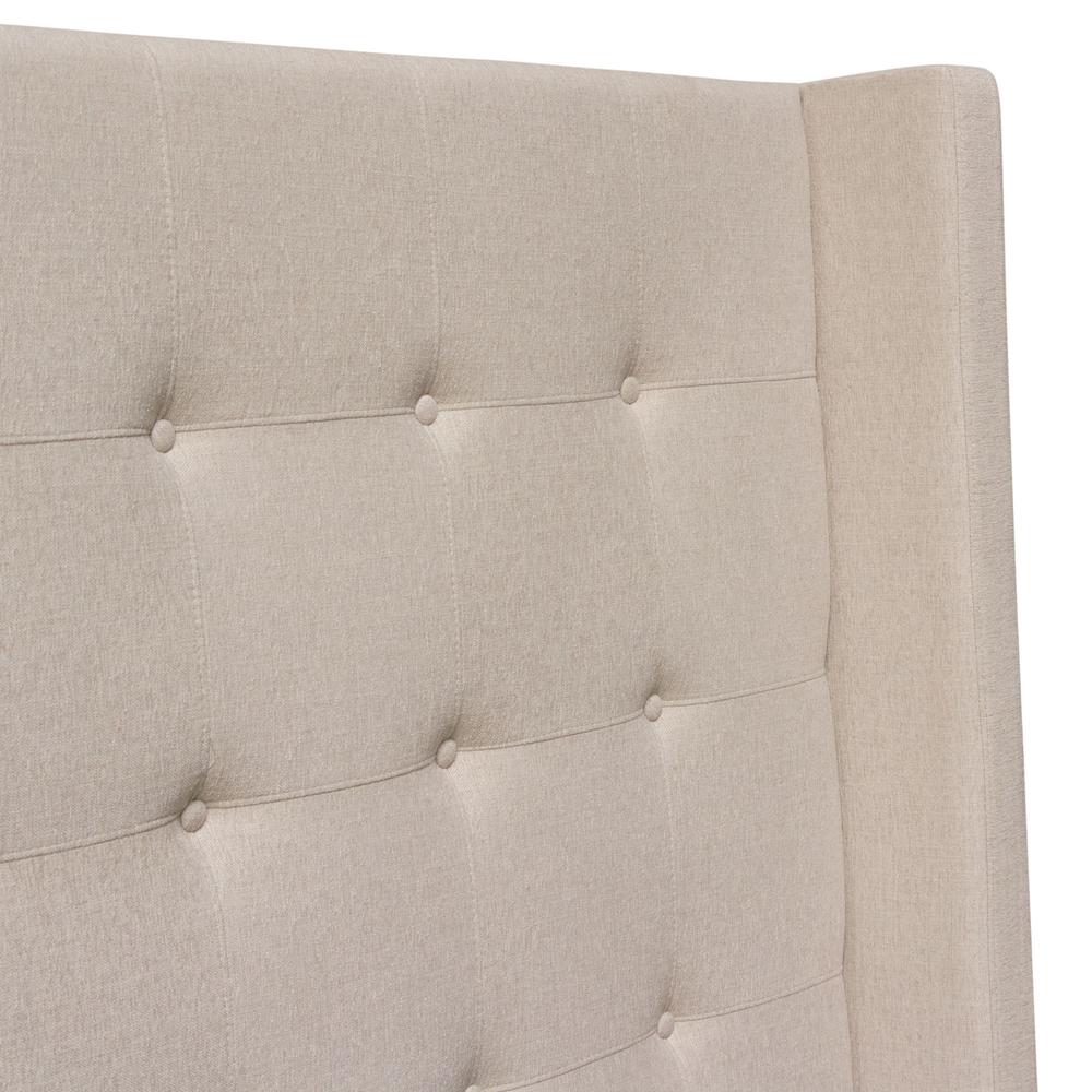 Madison Ave Tufted Wing Eastern King Bed in Sand Button Tufted Fabric. Picture 22