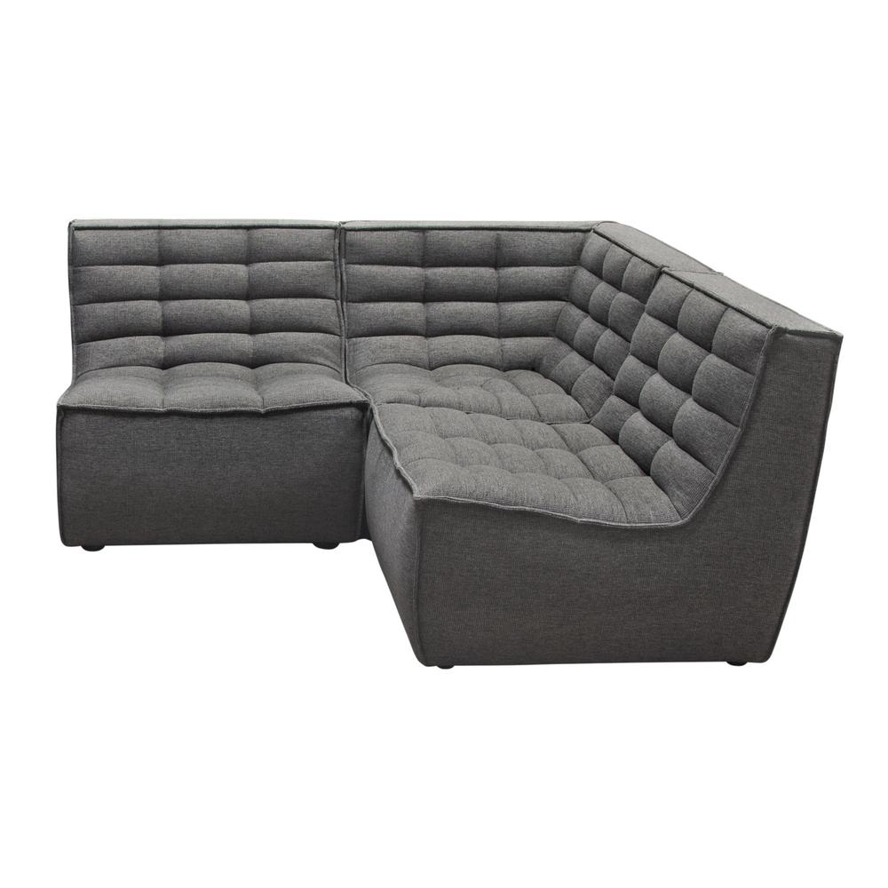 Marshall 3PC Corner Modular Sectional w/ Scooped Seat in Grey Fabric. Picture 1