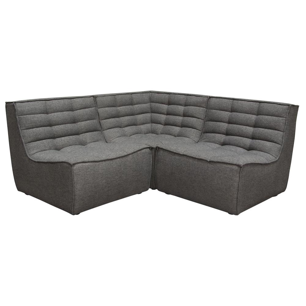 Marshall 3PC Corner Modular Sectional w/ Scooped Seat in Grey Fabric. Picture 35
