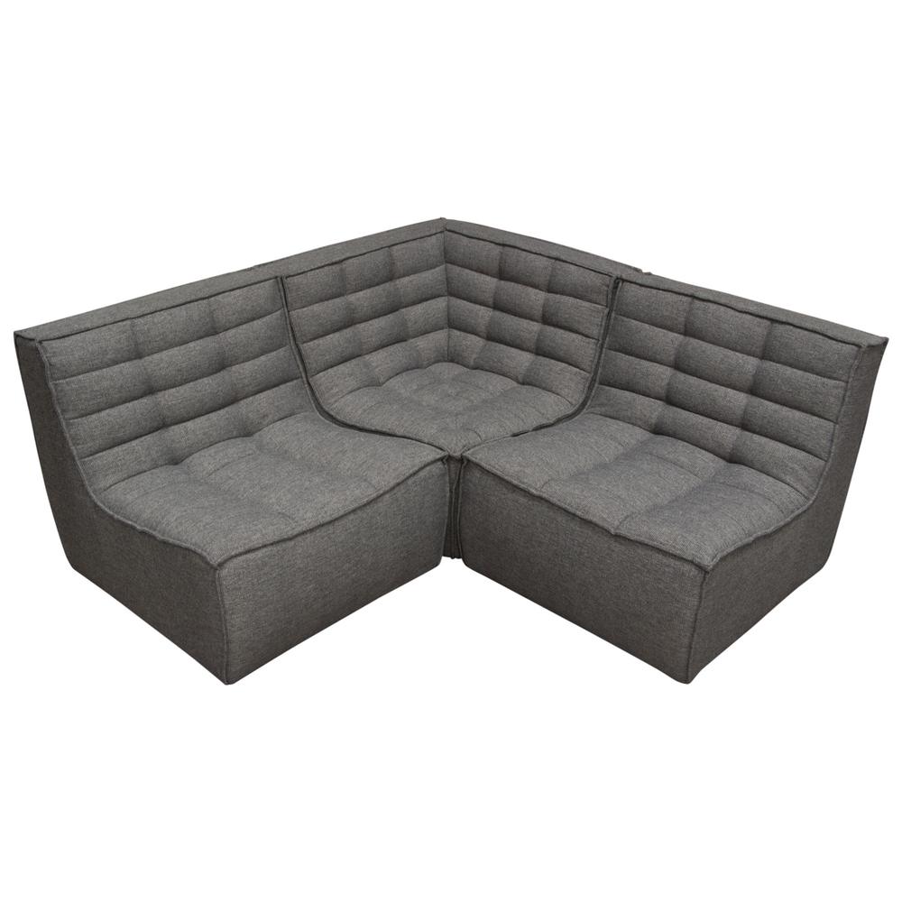 Marshall 3PC Corner Modular Sectional w/ Scooped Seat in Grey Fabric. Picture 29