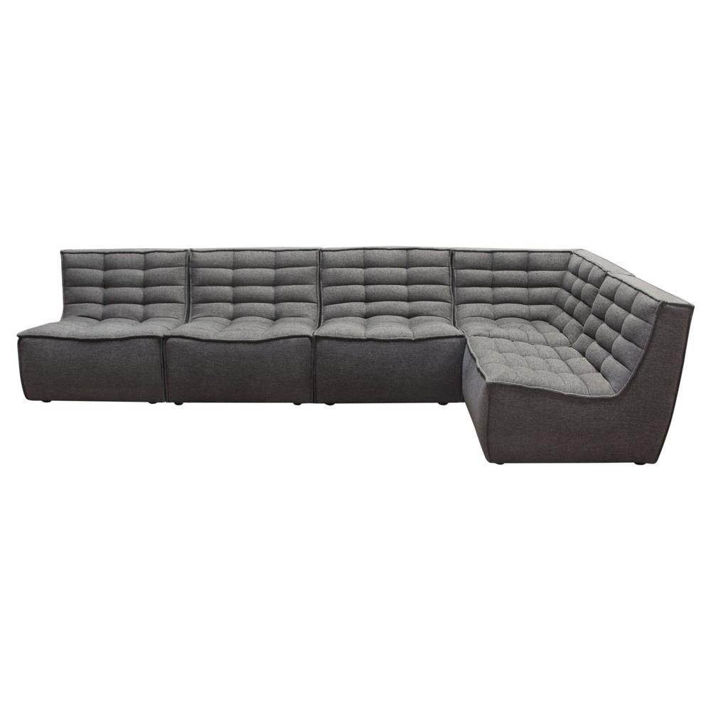 Marshall 5PC Corner Modular Sectional w/ Scooped Seat in Grey Fabric. Picture 42
