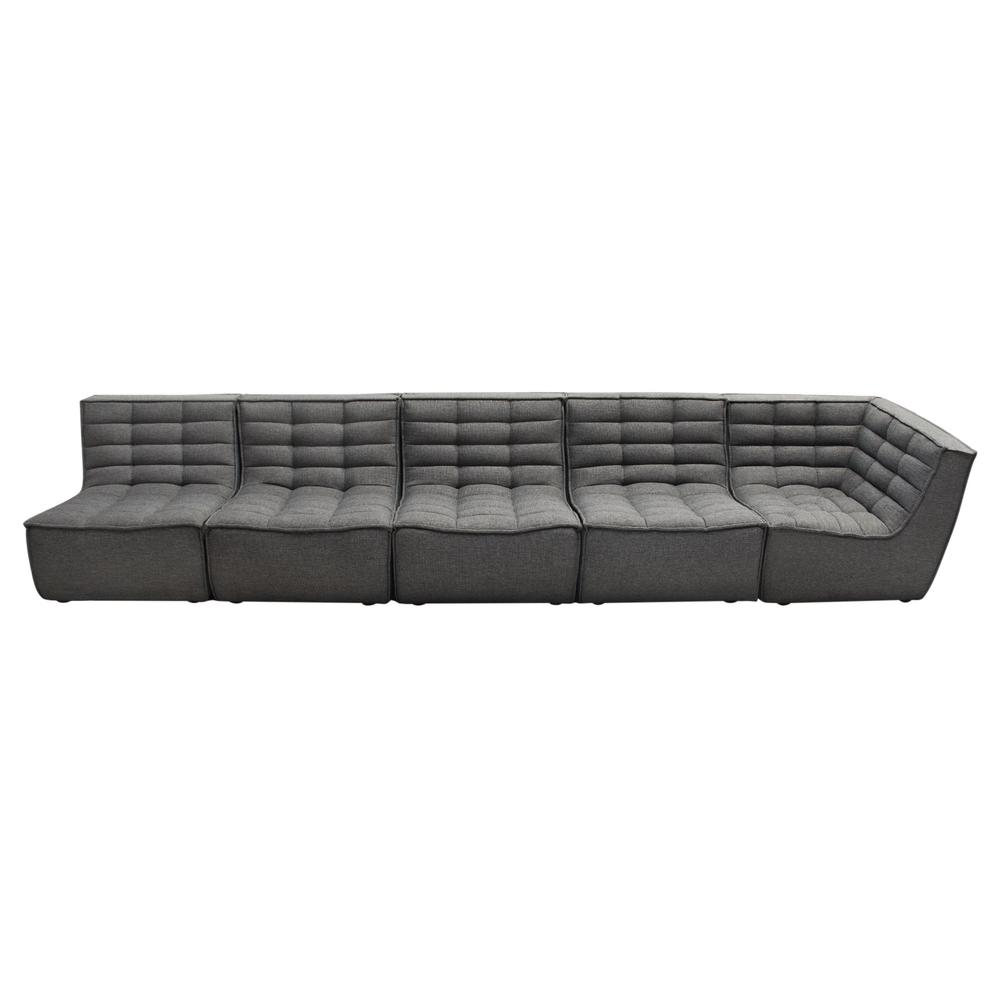 Marshall 5PC Corner Modular Sectional w/ Scooped Seat in Grey Fabric. Picture 53