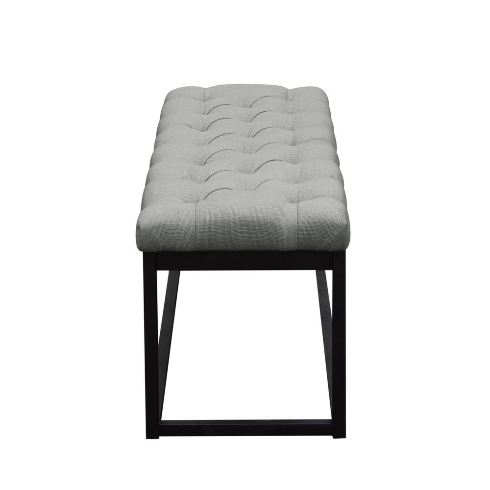 Mateo Black Metal Small Linen Tufted Bench  - Grey. Picture 13