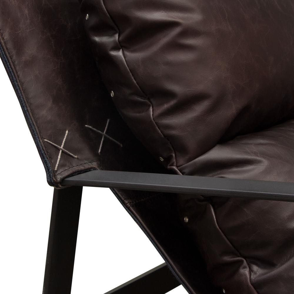 Miller Sling Accent Chair in Genuine Chocolate Leather w/ Black Powder Coated Metal Frame by Diamond Sofa. Picture 27