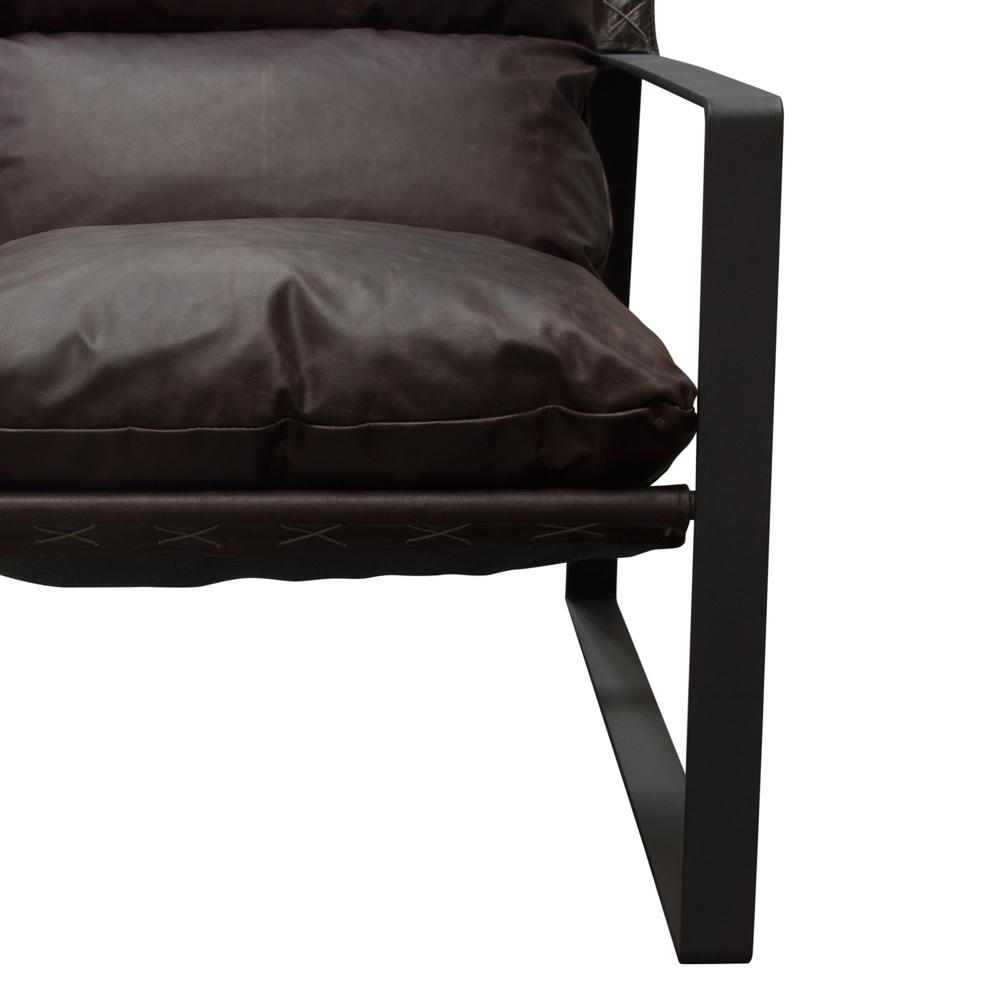 Miller Sling Accent Chair in Genuine Chocolate Leather w/ Black Powder Coated Metal Frame by Diamond Sofa. Picture 23