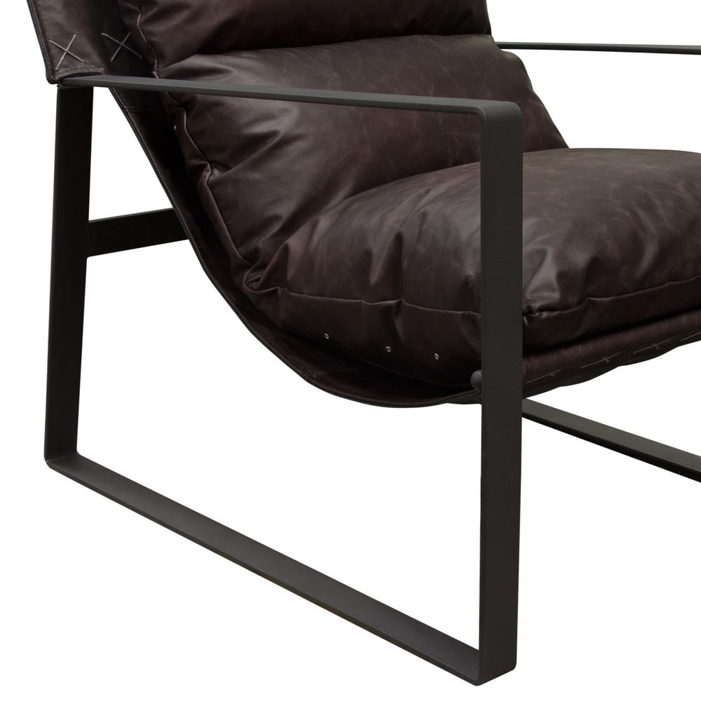 Miller Sling Accent Chair in Genuine Chocolate Leather w/ Black Powder Coated Metal Frame by Diamond Sofa. Picture 20