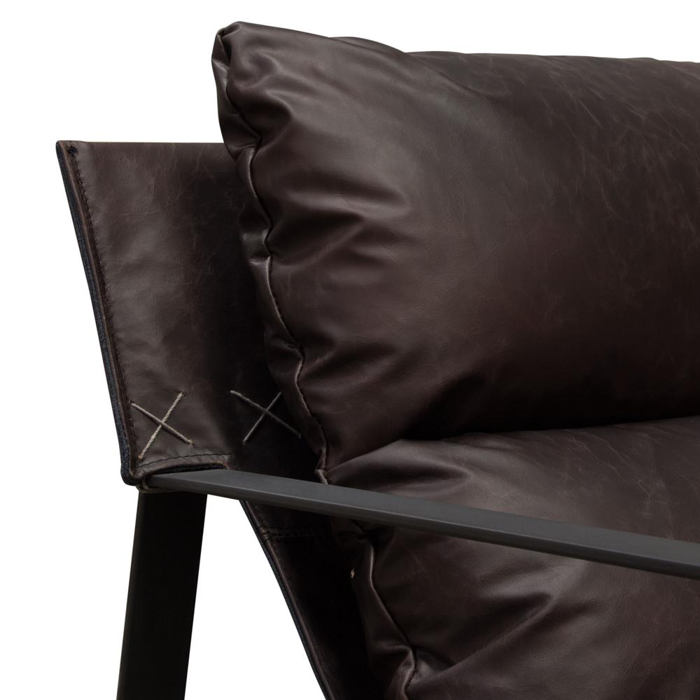 Miller Sling Accent Chair in Genuine Chocolate Leather w/ Black Powder Coated Metal Frame by Diamond Sofa. Picture 19