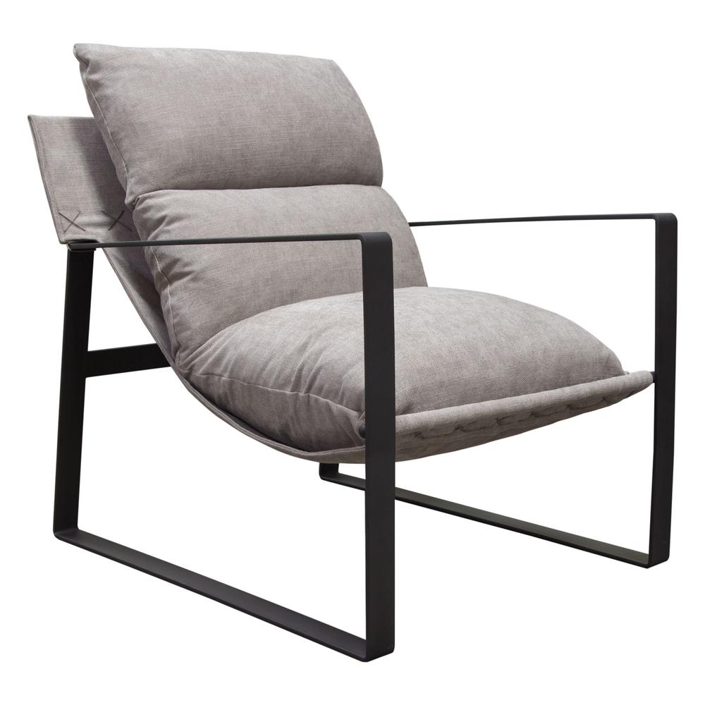 Miller Sling Accent Chair in Grey Fabric w/ Black Powder Coated Metal Frame by Diamond Sofa. Picture 26
