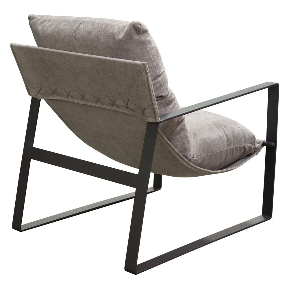 Miller Sling Accent Chair in Grey Fabric w/ Black Powder Coated Metal Frame by Diamond Sofa. Picture 20