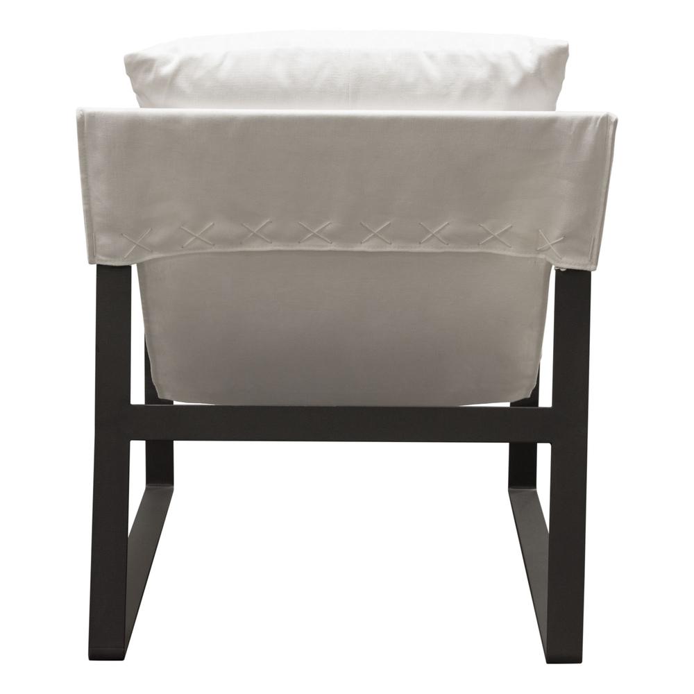 Miller Sling Accent Chair in White Linen Fabric w/ Black Powder Coated Metal Frame by Diamond Sofa. Picture 33