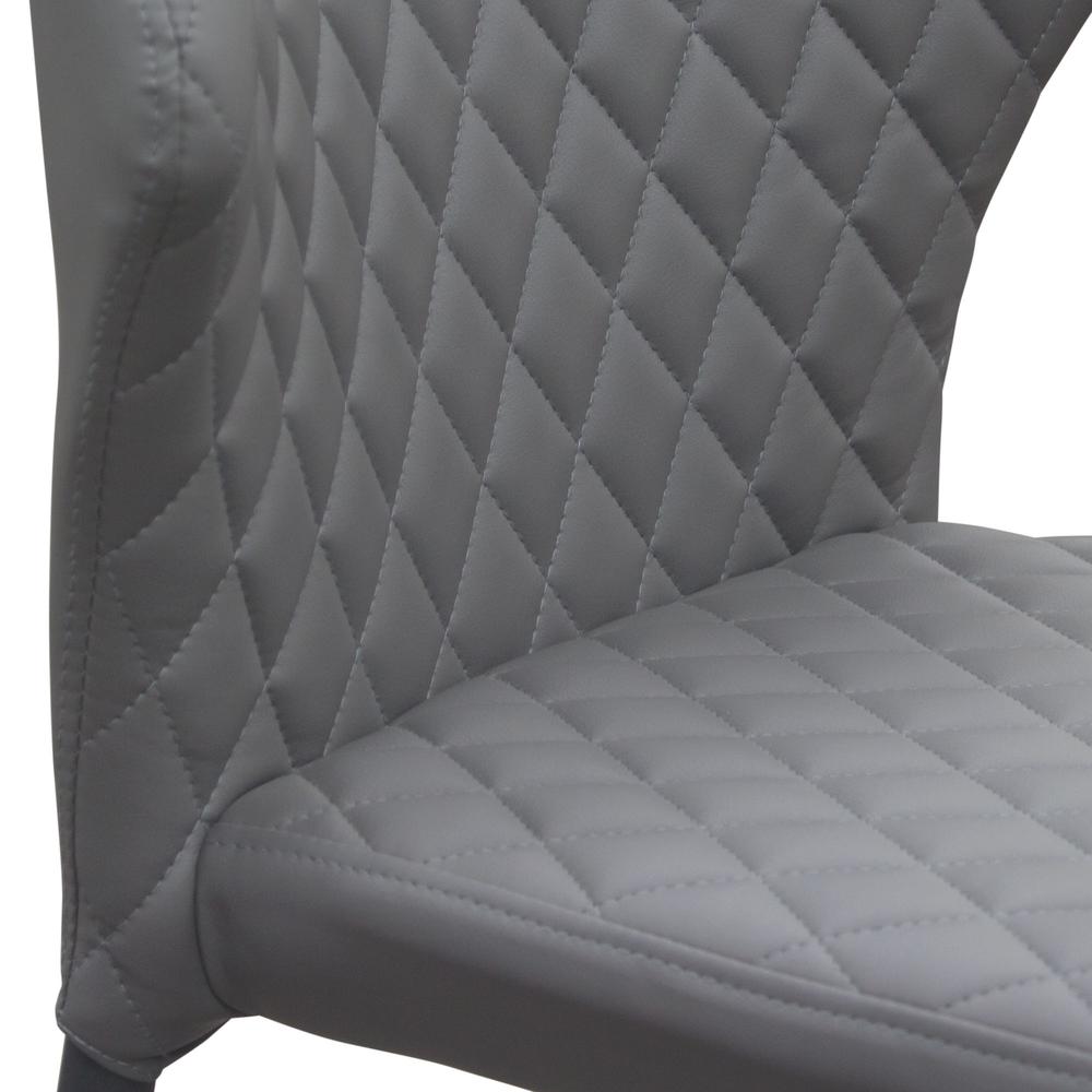 Milo 4-Pack Dining Chairs in Grey Diamond Tufted Leatherette with Black Legs. Picture 21