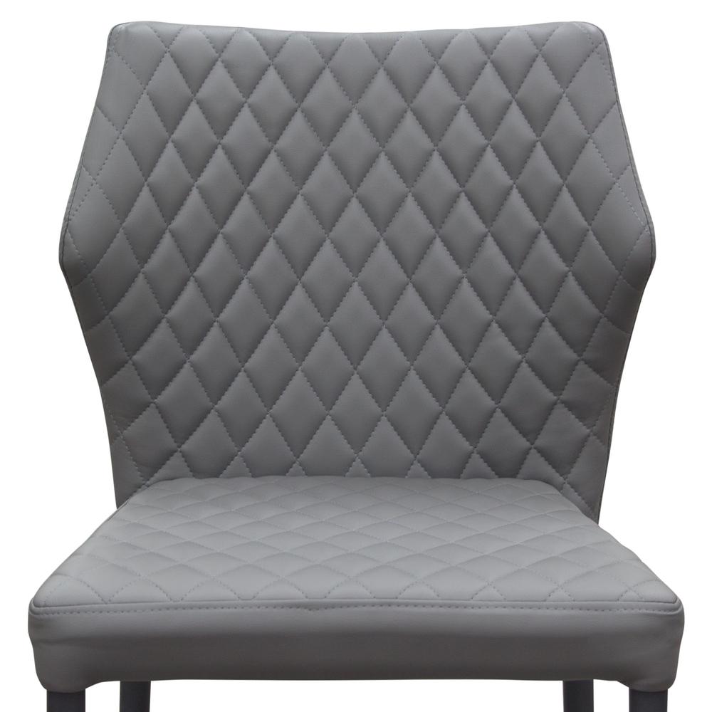 Milo 4-Pack Dining Chairs in Grey Diamond Tufted Leatherette with Black Legs. Picture 26