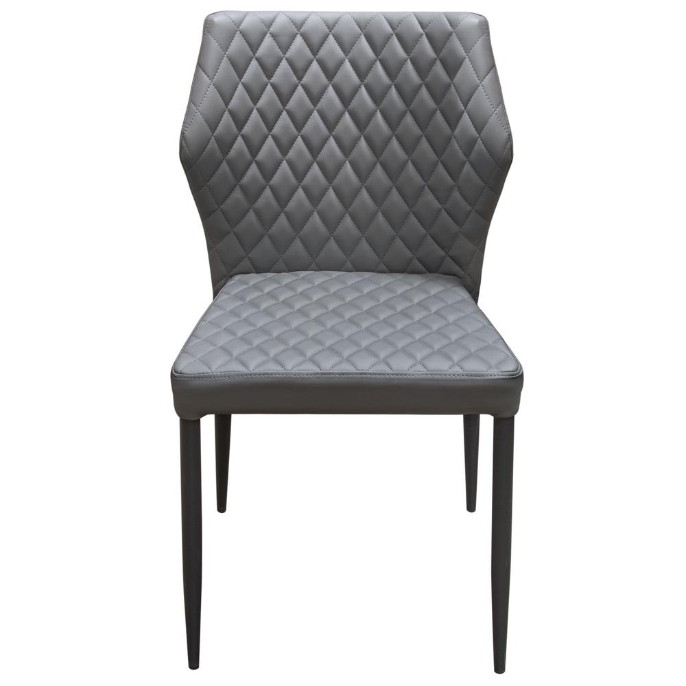 Milo 4-Pack Dining Chairs in Grey Diamond Tufted Leatherette with Black Legs. Picture 19